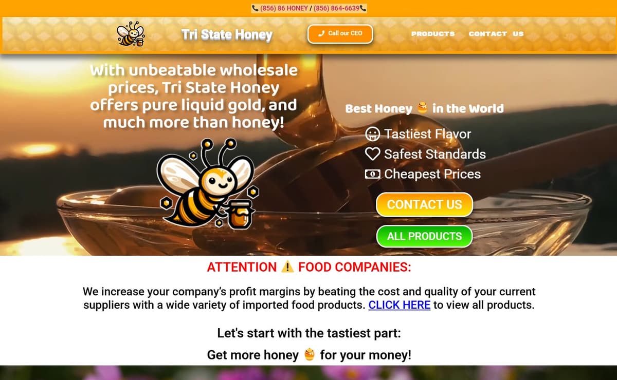 TristateHoney website screenshot